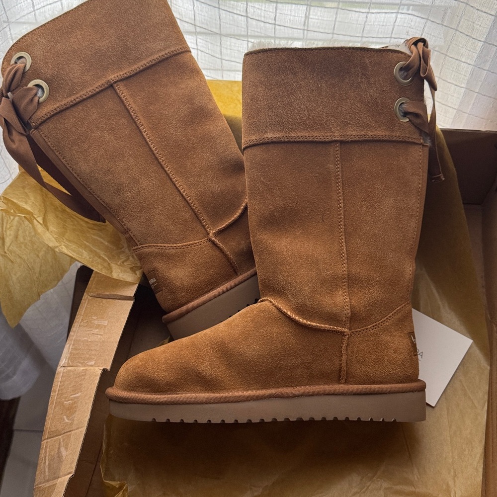 Koolaburra Chestnut Suede Mid-Calf Winter Boot - Picture 2 of 7
